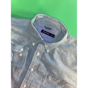 Nautica Men's‎ XL Blue Long Sleeve Bottom Down Casual Dress Shirt